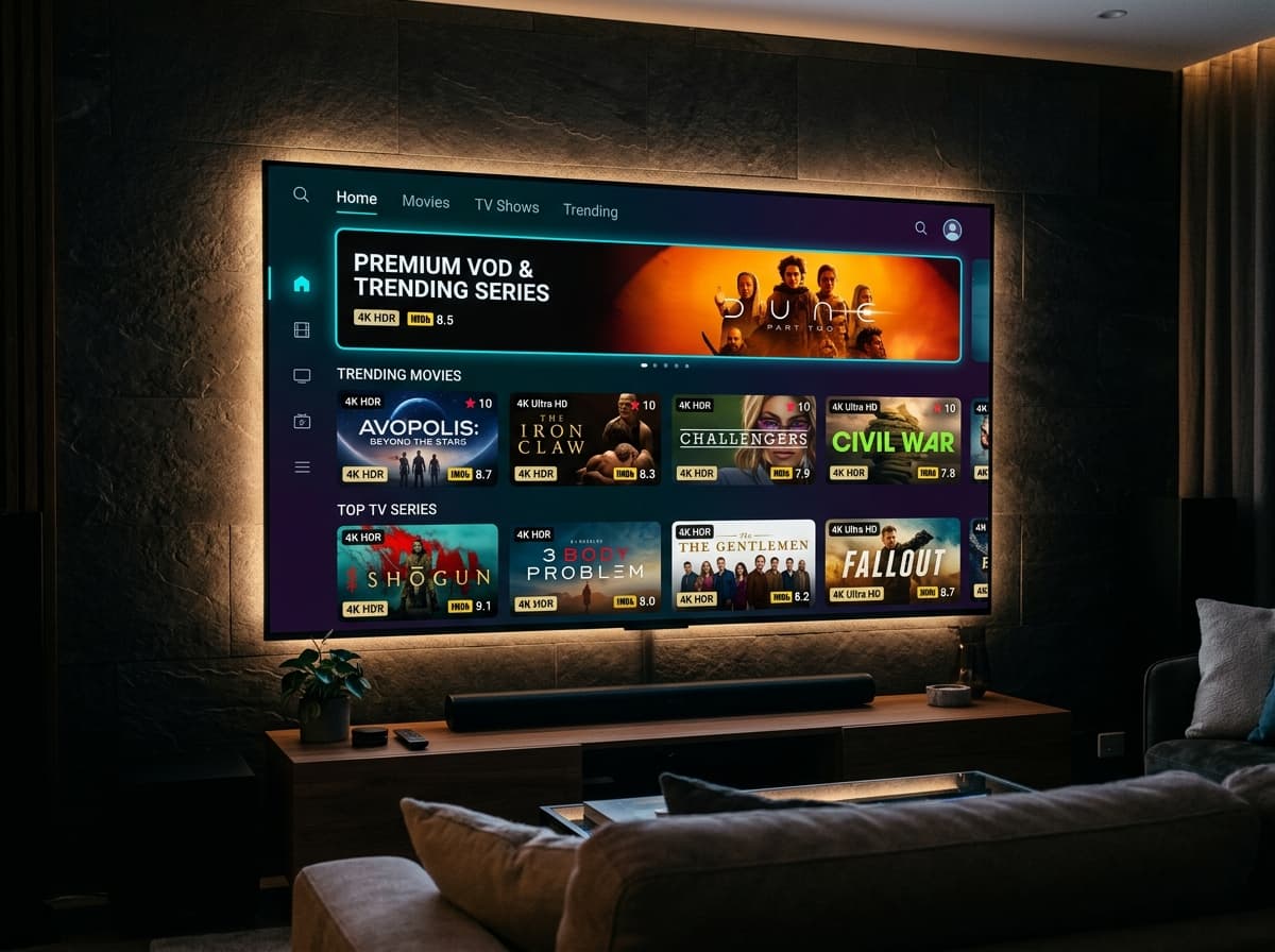 ViewIPTV VOD Movies and TV Series Streaming Library Interface